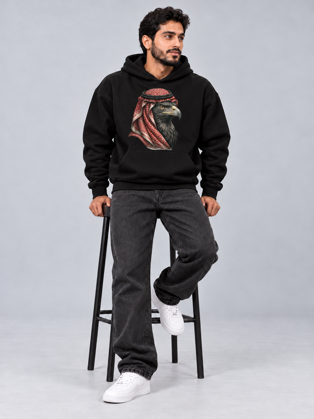 Eagle Of The Arabs Oversized Black Hoodie