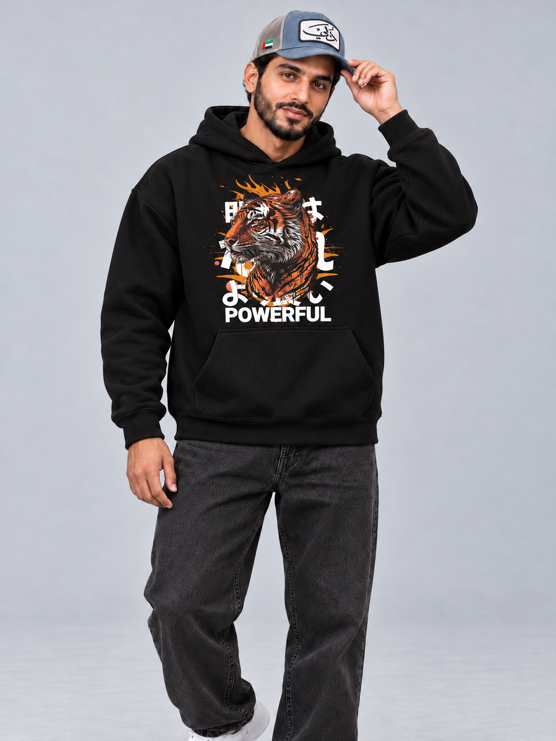 Powerful Oversized Black Hoodie