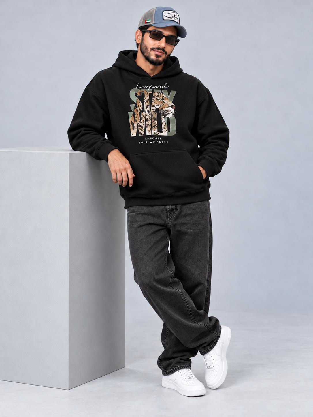 Stay Wild Oversized Black Hoodie