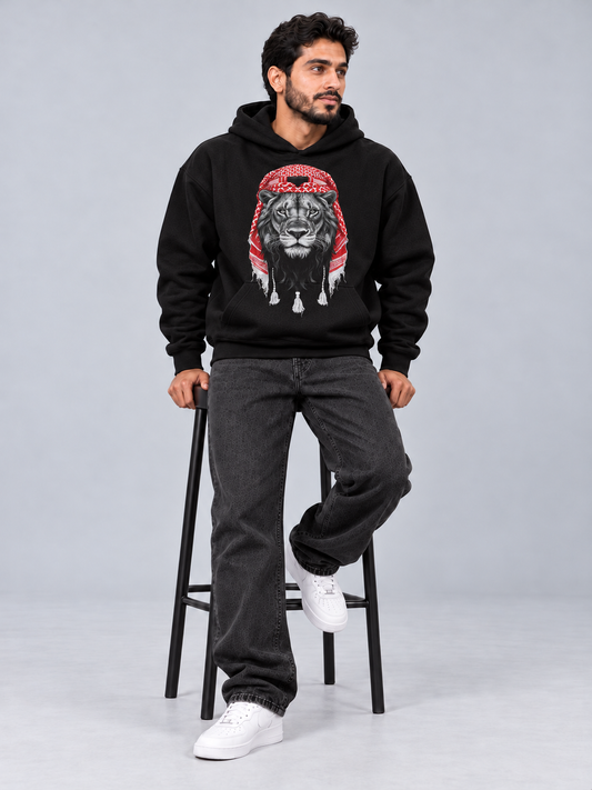 Arabic Lion Oversized Black Hoodie