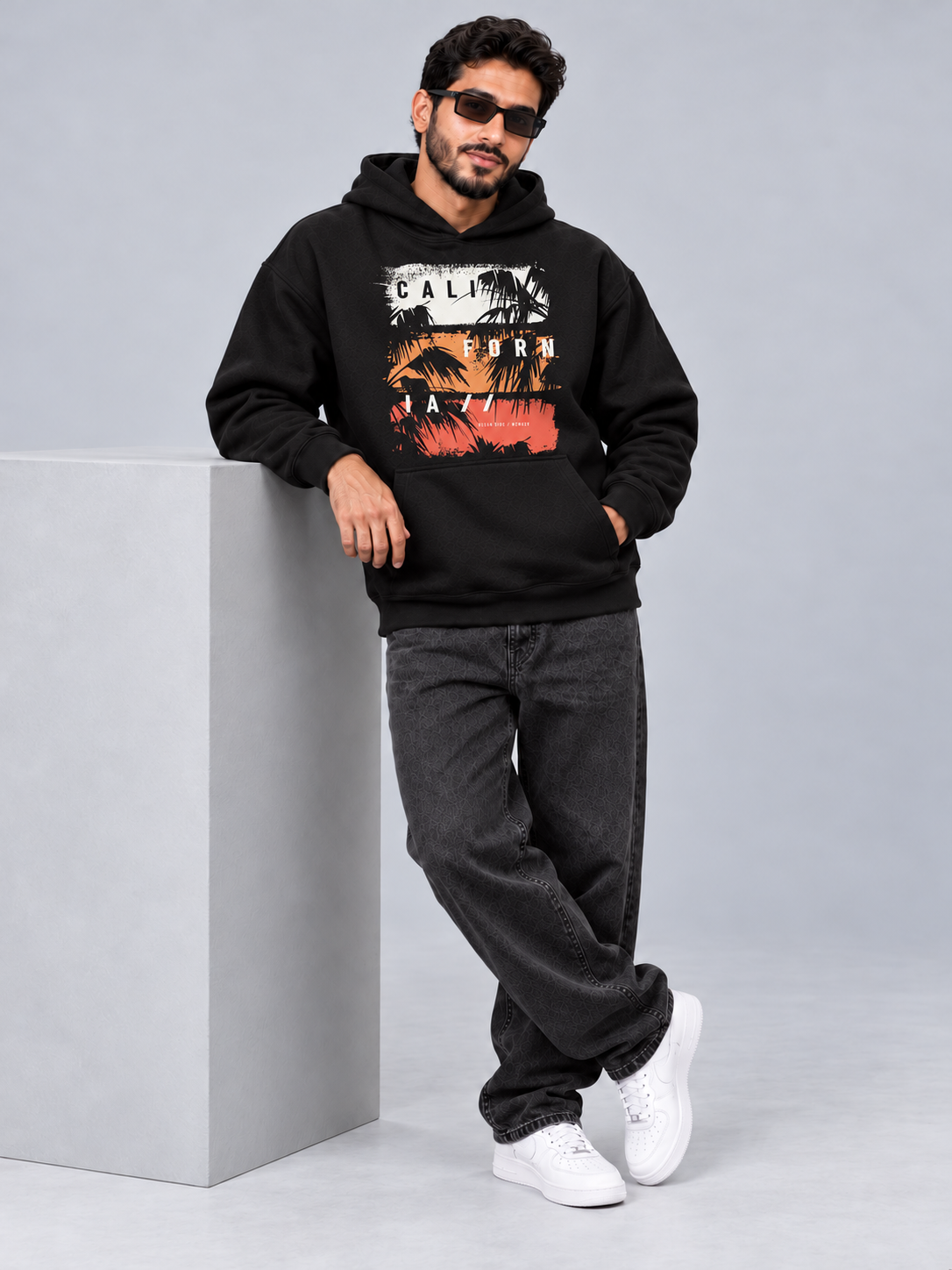Cali Oversized Black Hoodie
