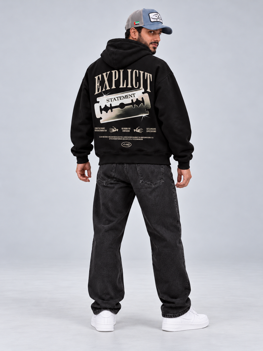 Explicit Oversized Black Hoodie