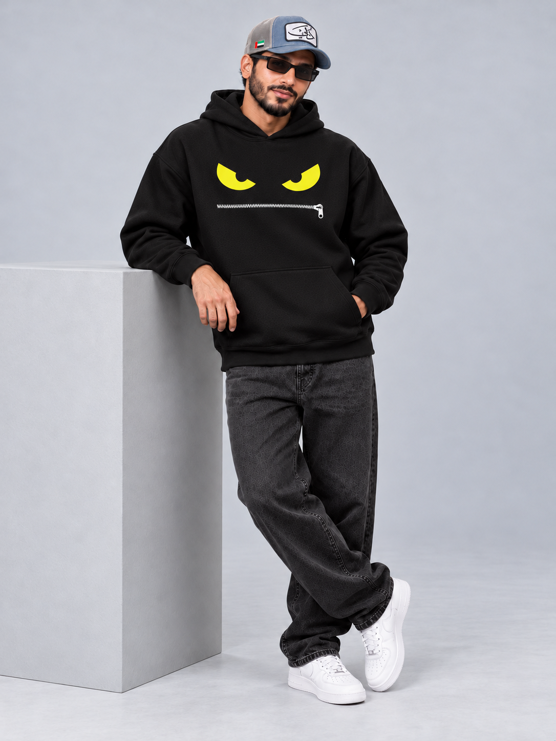 Eyes Oversized Black Hoodie