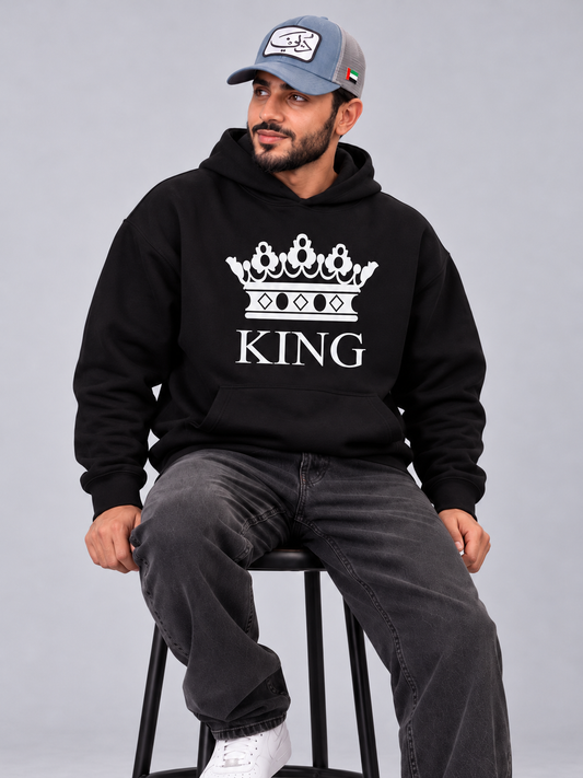 King Front Oversized Black Hoodie