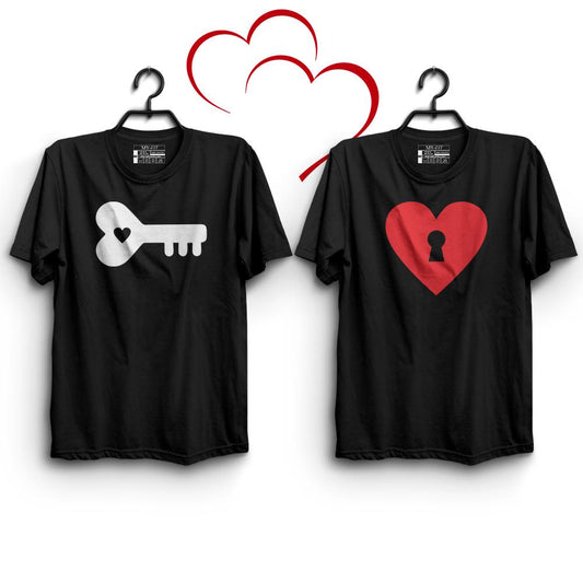 Heart & Key Couple T-Shirts