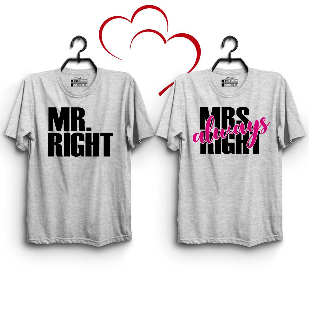 السيد Right & Mrs Always Right Couple T-Shirts
